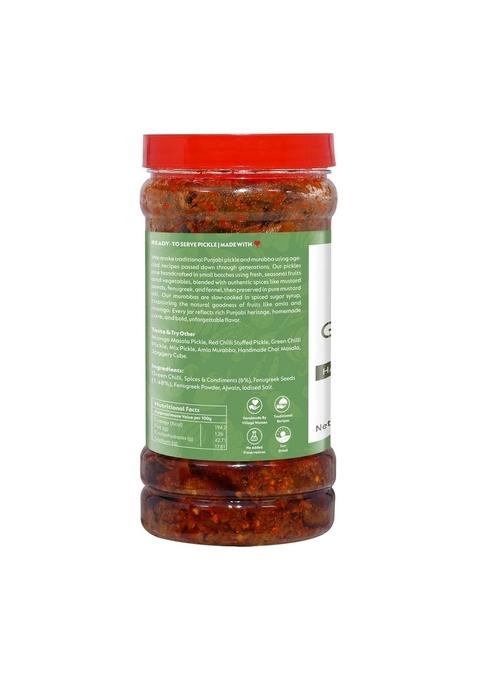 Our Mom'S Memory Punjabi Homemade Green Chilli Pickle | Made With Farm Sourced Sun Dried Chillies Spices 950 Grams