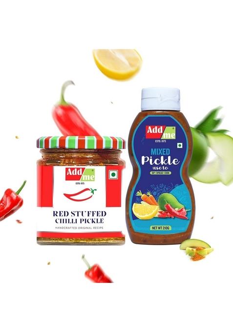 Add Me Red Stuffed Chilli Pickle 200Gm Lal Mirch Ka Bharwan Achar Homemade Mixed Chutneys 210Gm Mix Chutney Masala Of Mango Lemon Ginger