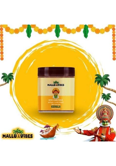 Mallu Vibes Homemade Kerala Dates Lemon Pickle Eenthapazham Naranga Achar | Sweet Tangy Spicy Fusion Ideal For Biryani Ghee Rice 400G