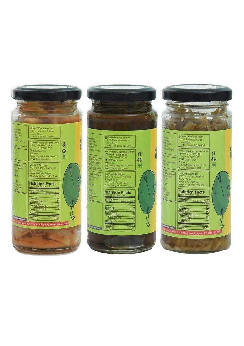 The Achaari Homemade Mango Pickle Pack Of 3 Khatti Red Chilli Nouncha Meetha Raita