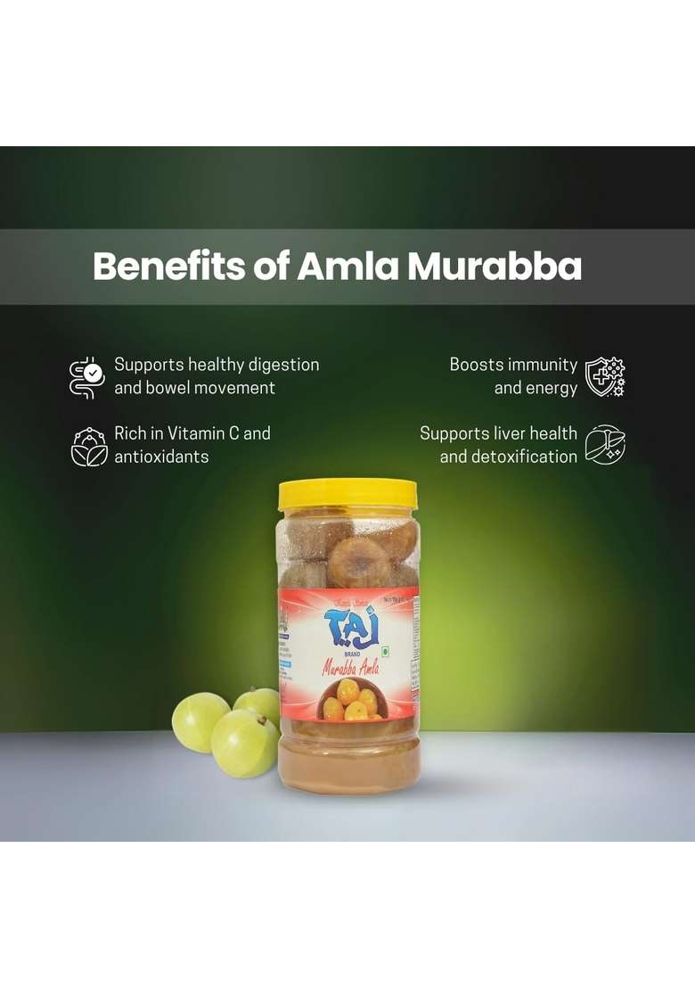 Kanshi Sohan Taj Brand Amla Murabba 1Kg | Naturally Preserved Indian Gooseberry Sugar Free Traditional Treat In Pet Jar - Indya