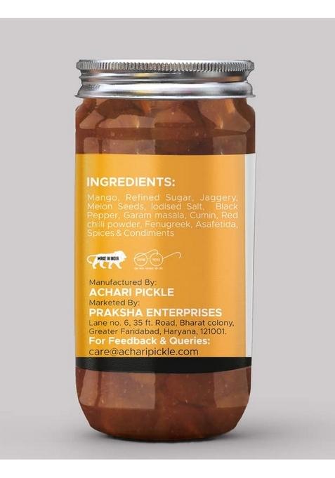 Achari Pickles Sweet Mango Chutney Galka With Jeera 400G Khatta Meetha Without Oil Jam Preserve In Spices Indian Dip Mother’S Recipe | Organic North Pickle| Traditional Home Made Achaar