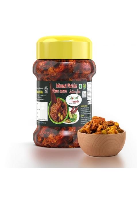 Global Foods Globle Mixed Pickle 200Gm Perfect Blend Of Nine Farm Fresh Seasonal Vegetables And Healthy Mustard Oil Olive Prepared From Finest Seeds