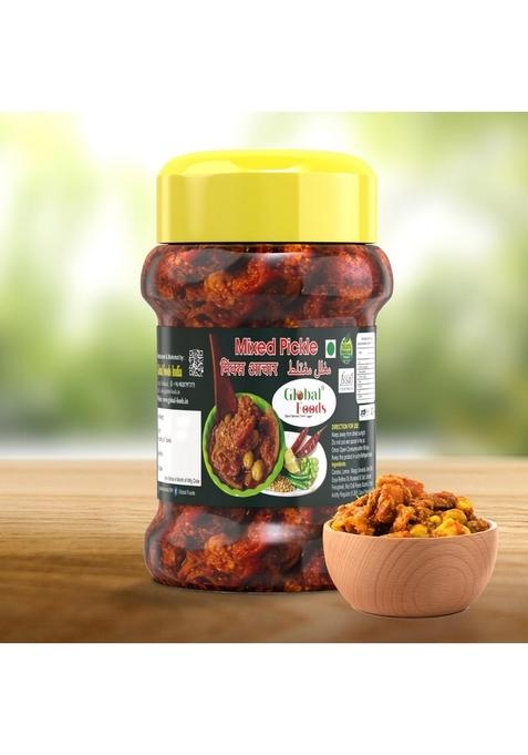 Global Foods Globle Mixed Pickle 200Gm Perfect Blend Of Nine Farm Fresh Seasonal Vegetables And Healthy Mustard Oil Olive Prepared From Finest Seeds