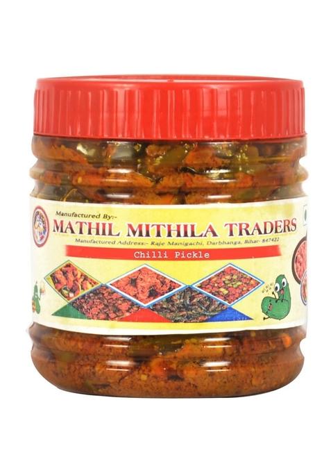 Mathil Mithila Traders Mirch Aachar | Green Chilli Pickle Masaledaar Khatta |Sun Dried No Artificial Preservatives Colors Style Homemade 250G