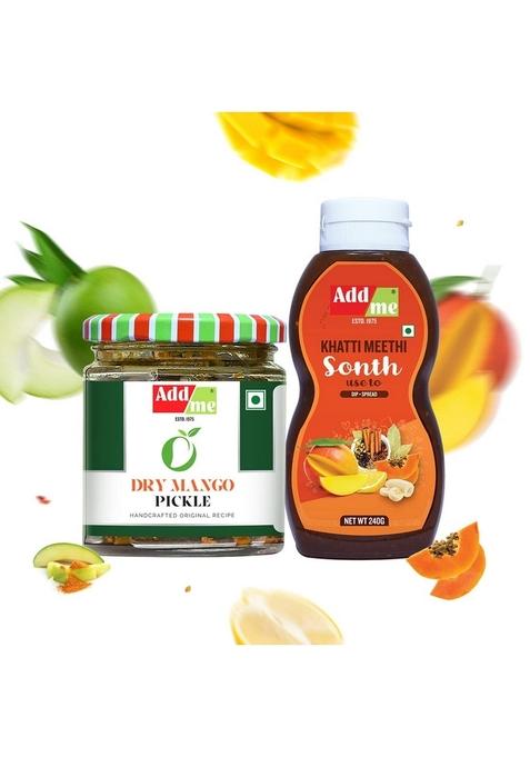 Add Me Homemade Dry Mango Pickle 150 Gm Sukha Aam Ka Achar Khatti Meethi Sonth Chutney 240 Mix Pani Puri Bhelpuri Samosa Chatni | Delicious Combo Achaar Sweet Sauce