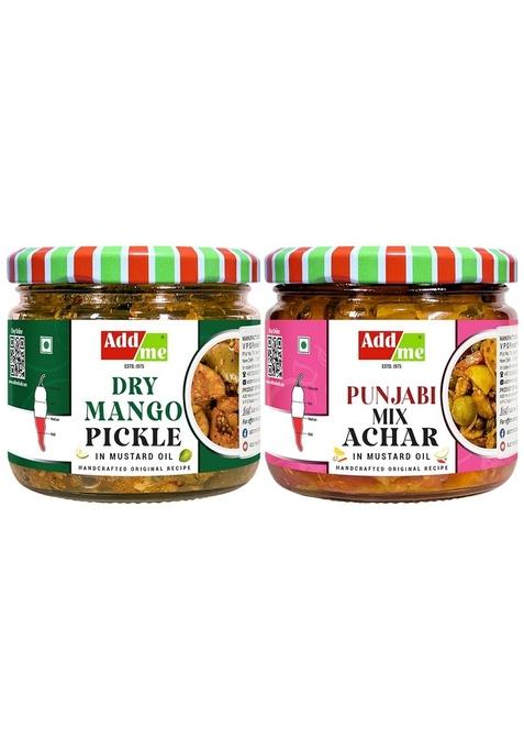 Add Me Dry Mango Pickle 300G | Handmade Sukha Aam Ka Achar Homemade Punjabi Mixed In Mustard Oil Glass Jar Combo Pack