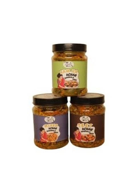 Lavita Traditional Homemade Pickle Combo Pack – Aam Ka Achar Mixed Teet | Authentic Gharwala Swad Handcrafted Indian Masala Pickles Fresh Tangy Spicy Flavour 3 Jars