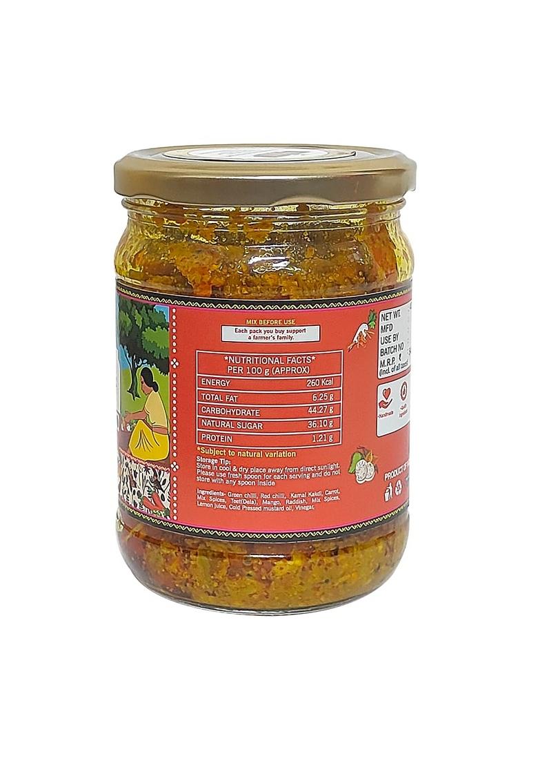 Nikkit Mixed Pickle | Traditional Spicy Tangy Achar Made With Mango Lemon Chili Vegetables Authentic Oil Spices Perfect For Meals Snacks Homemade 450 Gram Pack Of 2