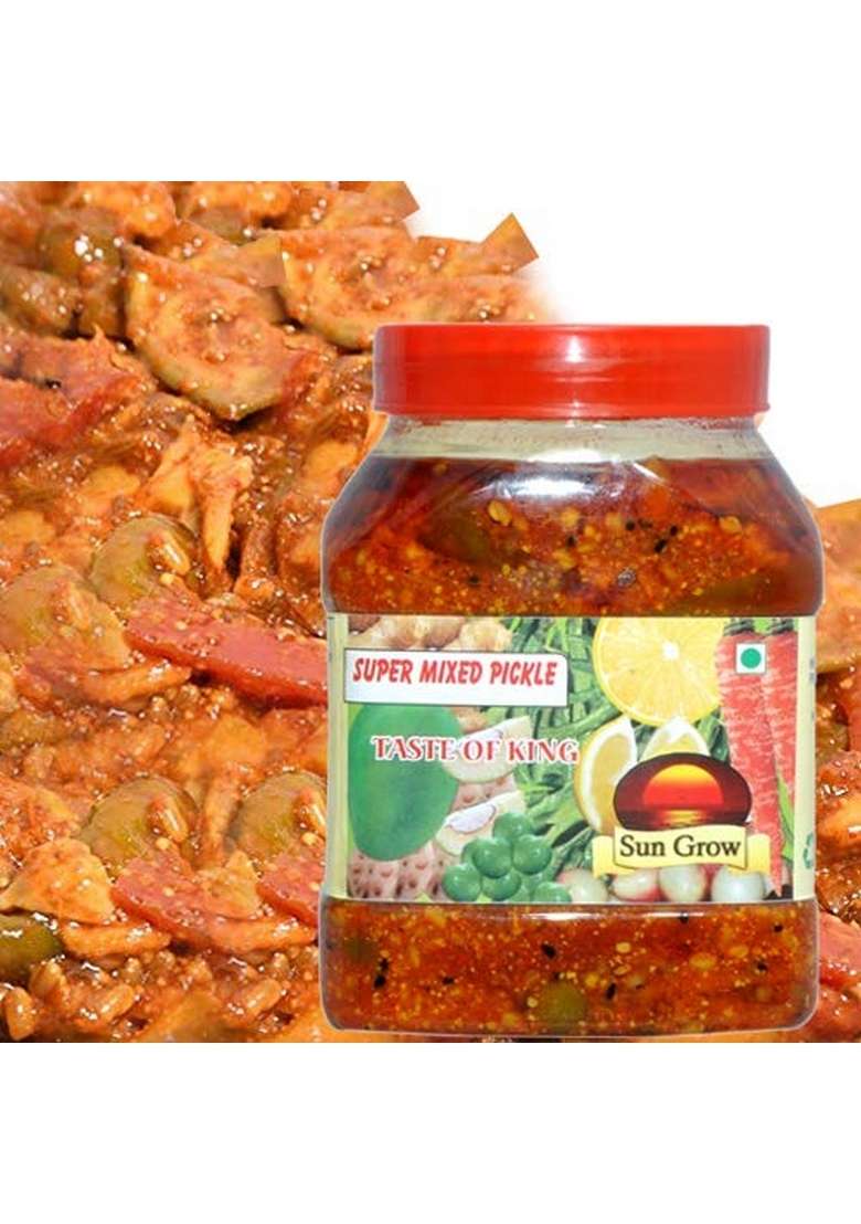Sun Grow Food घर का स्वाद For Those Who Care`S Health First The Real Taste Of Maa Ka Hath Swad Organic Punjabi All In One Mixed Pickle पंजाबी पचरँगा मिश्रित अचार 1Kg - Indya
