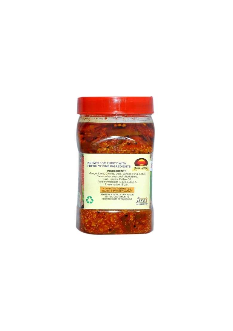 Sun Grow Food घर का स्वाद For Those Who Care`S Health First The Real Taste Of Maa Ka Hath Swad Organic Punjabi All In One Mixed Pickle पंजाबी पचरँगा मिश्रित अचार 1Kg - Indya