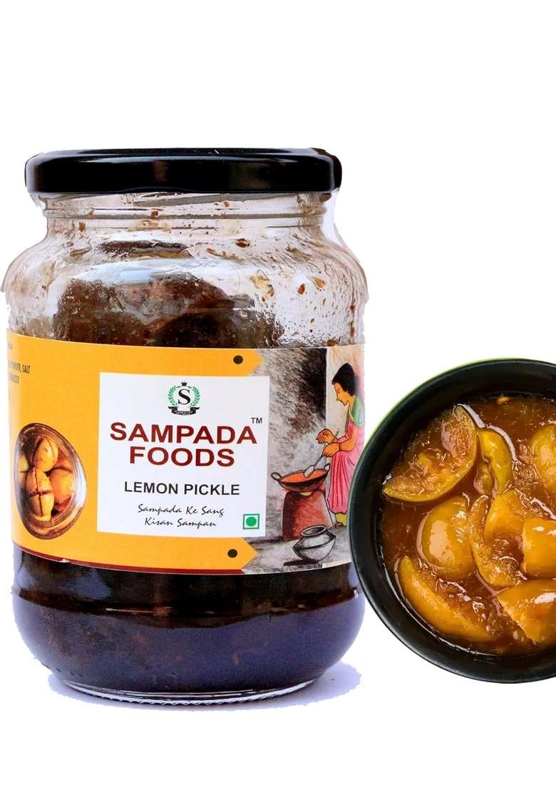 Sampada Foods | Homemade Sour Sweet Lemon Pickle With Mustard Oil 900 Gms Pack 100 Natural Added Hing Flavor Khatta Meetha Nimbu Achar No Preservatives Additive Pure Hygienic - Indya