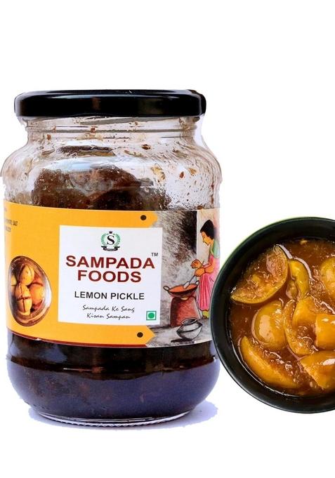 Sampada Foods | Homemade Sour Sweet Lemon Pickle With Mustard Oil 900 Gms Pack 100 Natural Added Hing Flavor Khatta Meetha Nimbu Achar No Preservatives Additive Pure Hygienic