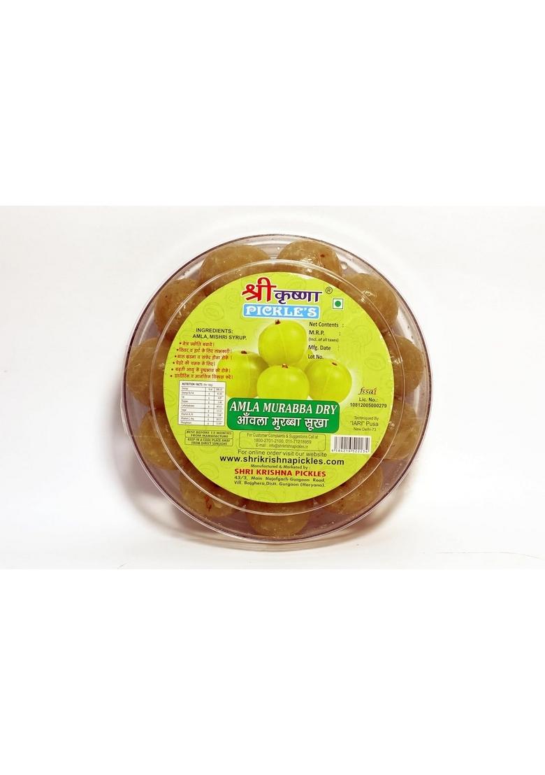 Shri Krishna Pickles Amla Murabba Dry Homemade Natural Traditional Indian Taste No Preservatives Plastic Jar 500 Gm