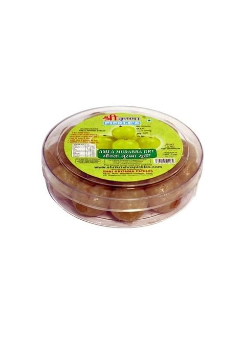 Shri Krishna Pickles Amla Murabba Dry Homemade Natural Traditional Indian Taste No Preservatives Plastic Jar 500 Gm