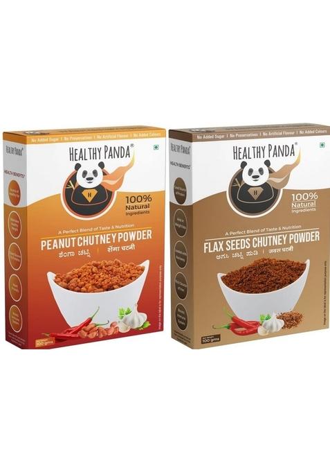 Healthy Panda 400G Uttarkarnataka Famous Pounded Peanut Chutney Maharastra'S Flax Seed Powder Jawas Assorted Combo 100G X 2 Each 100 Fresh Natural