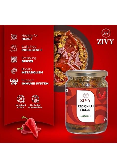 Zivy Homemade Spicy Red Chilli Pickle 500Gm Fresh Pickles No Preservatives Artificial Flavours Lal Mirch Ka Achar