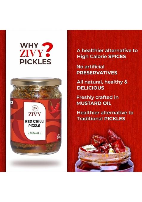 Zivy Homemade Spicy Red Chilli Pickle 500Gm Fresh Pickles No Preservatives Artificial Flavours Lal Mirch Ka Achar