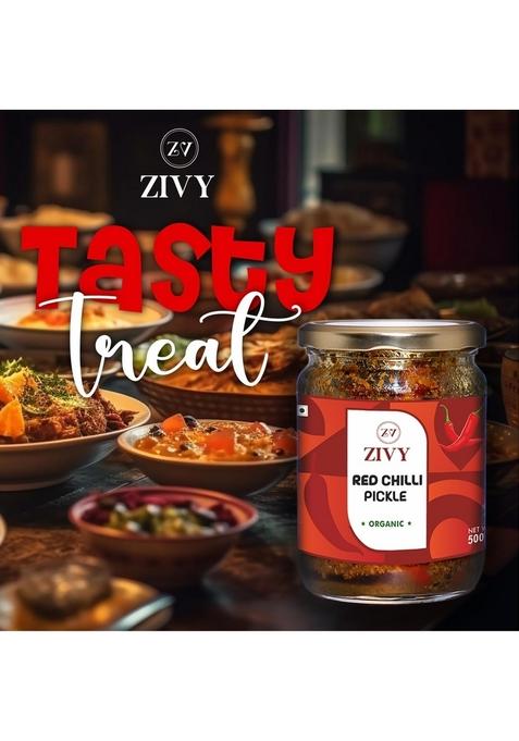Zivy Homemade Spicy Red Chilli Pickle 500Gm Fresh Pickles No Preservatives Artificial Flavours Lal Mirch Ka Achar