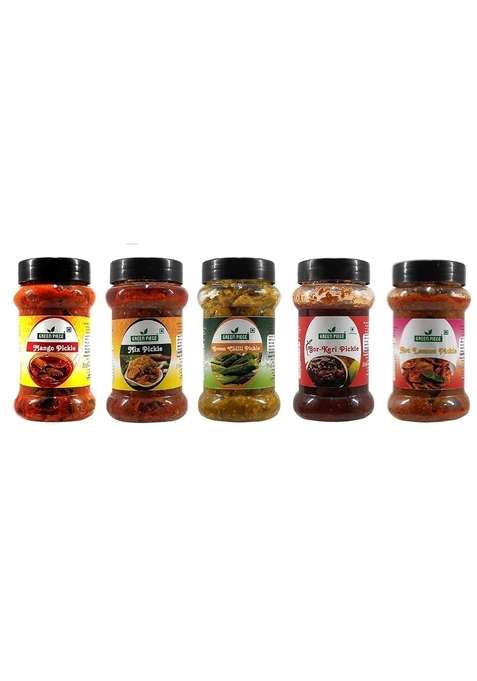 K3 Masala Green Piece Gor Keri Hot Lemon Mango Mix And Chilli Pickle 250Gm X 5 Pack Of