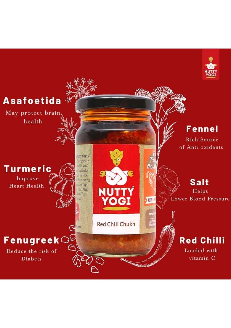 Nutty Yogi Red Chilli Chukh Pickle Chilly Spicy Ethnic 250Gm Pack Of 1 - Indya