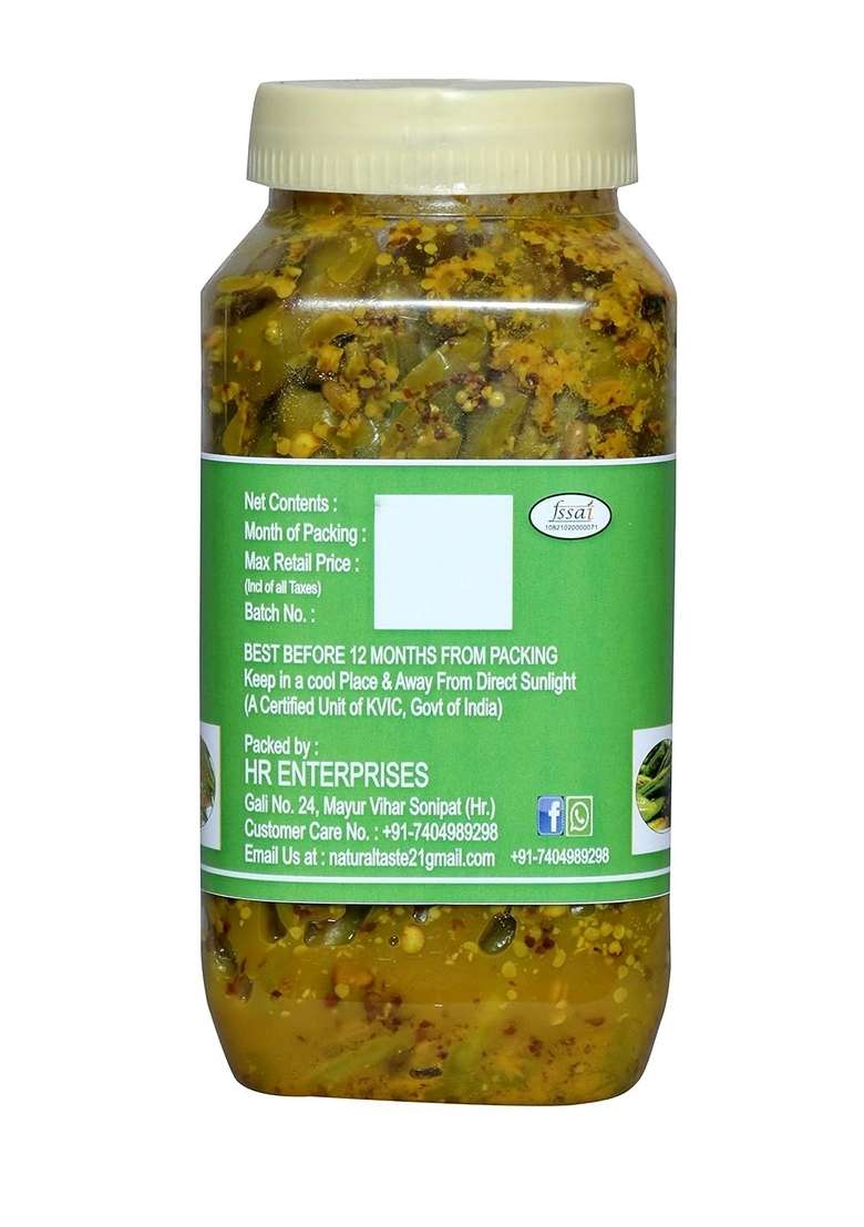 Daily Food Homemade Organic Natural Rai Green Chilli Pickle Hari Mirch Ka Achar 400Gm - Indya