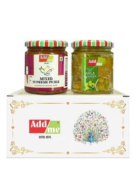 Add Me Seed Less Dry Amla Murabba Without Syrup Immunity Boosters Rajasthani Mix Achar Homemade Mixed Pickle 200 Gm Each Combo Gift Pack Glass Jar