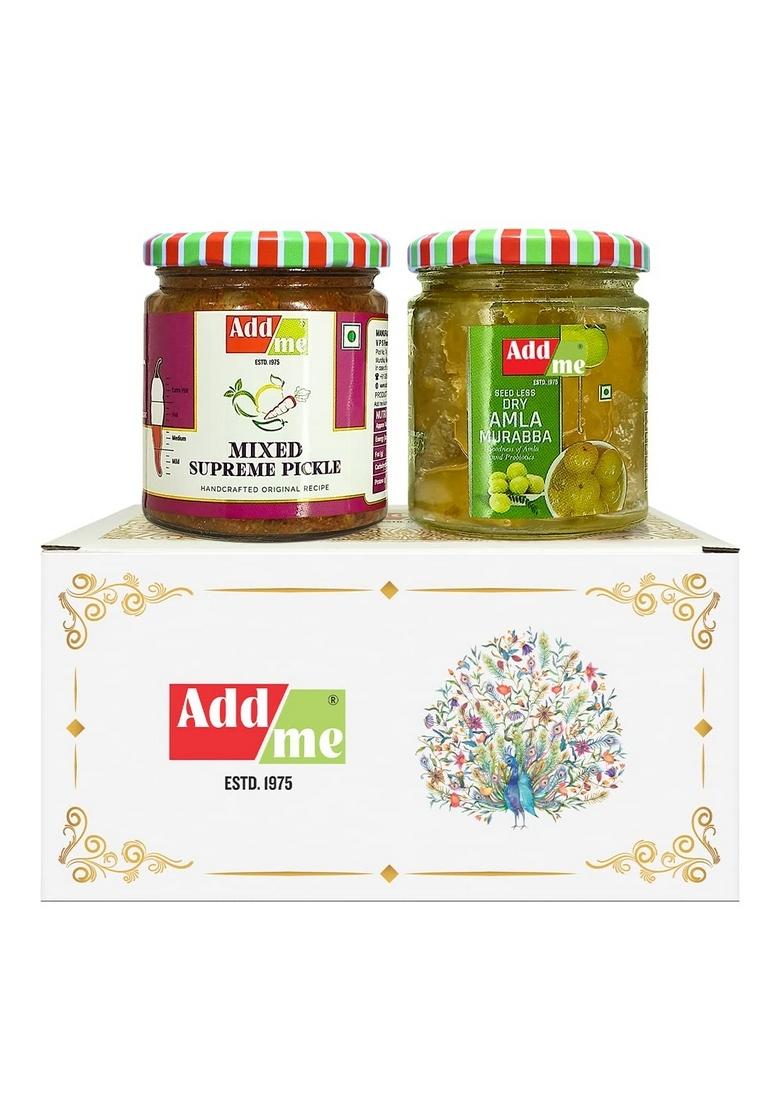 Add Me Seed Less Dry Amla Murabba Without Syrup Immunity Boosters Rajasthani Mix Achar Homemade Mixed Pickle 200 Gm Each Combo Gift Pack Glass Jar