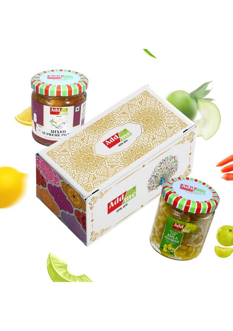 Add Me Seed Less Dry Amla Murabba Without Syrup Immunity Boosters Rajasthani Mix Achar Homemade Mixed Pickle 200 Gm Each Combo Gift Pack Glass Jar