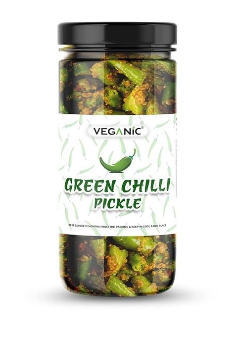 Veganic Green Chilli Pickle | Handmade Hari Mirchi Ka Achar Ready To Eat Premium Chilly Pickel 400G