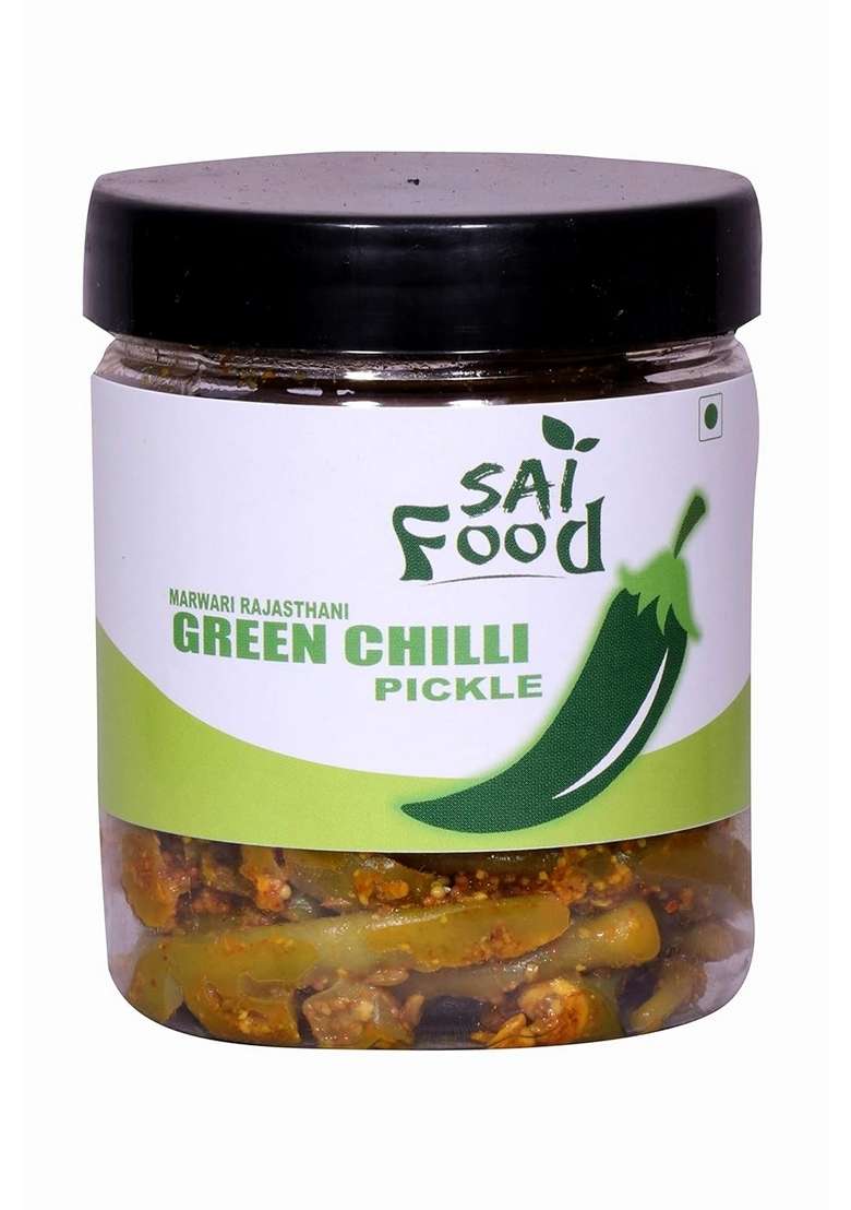 Sai Food Home Made Organic Marwari Rajasthani Green Chilli Pickle Without Oil Real Taste Of 250Gm A Return To The Natural And Ancient Our Race - Indya