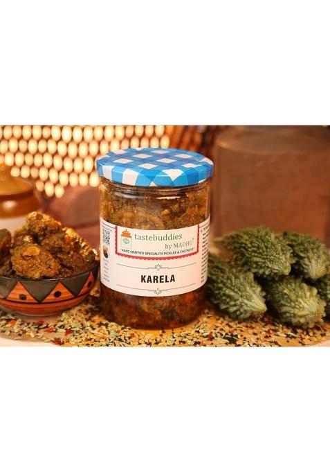 Tastebuddies By Madhu Madhu® Karela Pickle 450 Gm Handcrafted Homemade Artisan Bitter Gourd Roasted Spices In Wood Pressed Mustard Oil Authentic Flavorful Rich Antioxidants