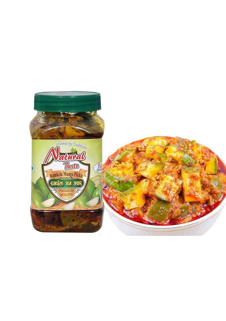 Natural Taste Homemade Organic Seedless Mango Pickle Aam Ka Achar 400Gm - Indya