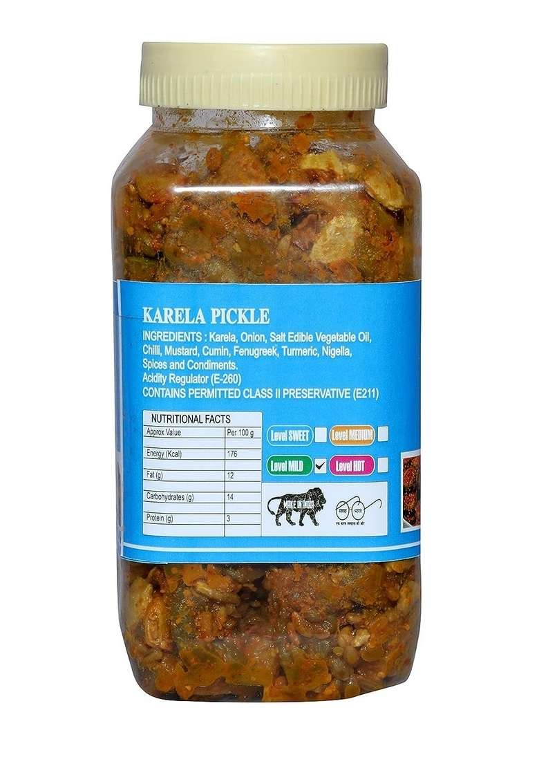 Natural Taste Homemade Organic Bittergourd Pickle Karela Ka Achar 400Gm - Indya