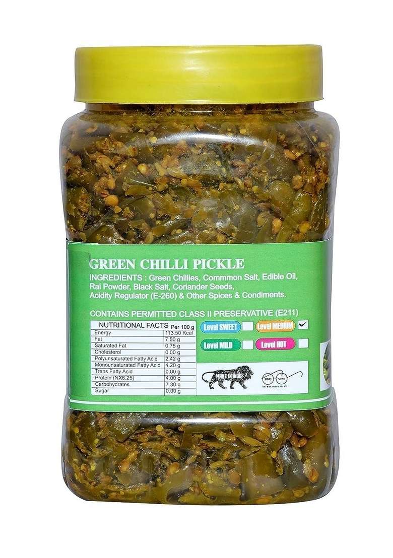 Natural Taste Homemade Organic Rai Green Chili Pickle Hari Mirch Ka Achar 400Gm - Indya