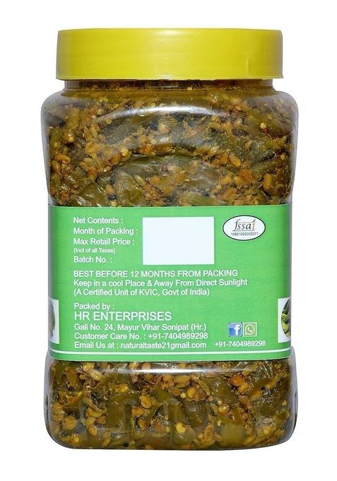 Natural Taste Homemade Organic Rai Green Chili Pickle Hari Mirch Ka Achar 400Gm