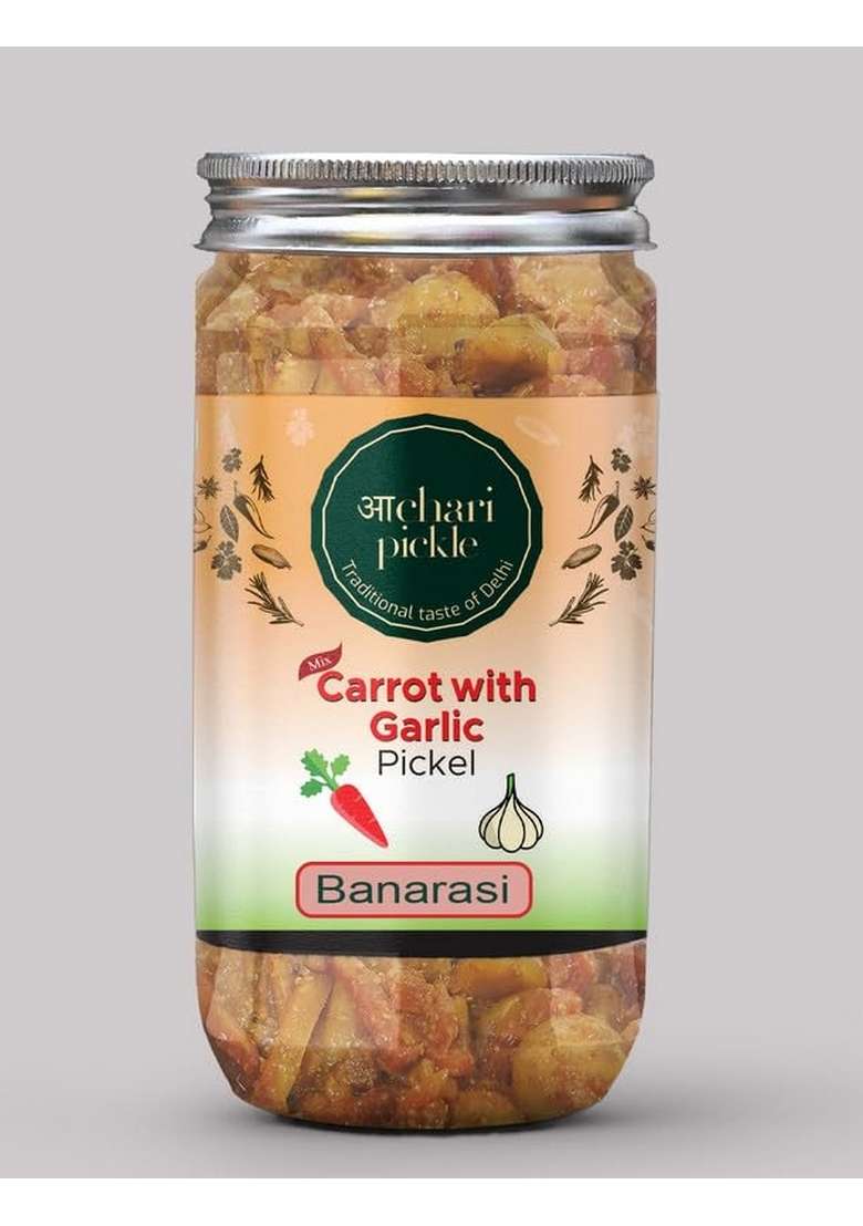 Achari Pickles Carrot With Garlic Pickle Banarasi 400 Gm Ghar Ka Achar - Indya