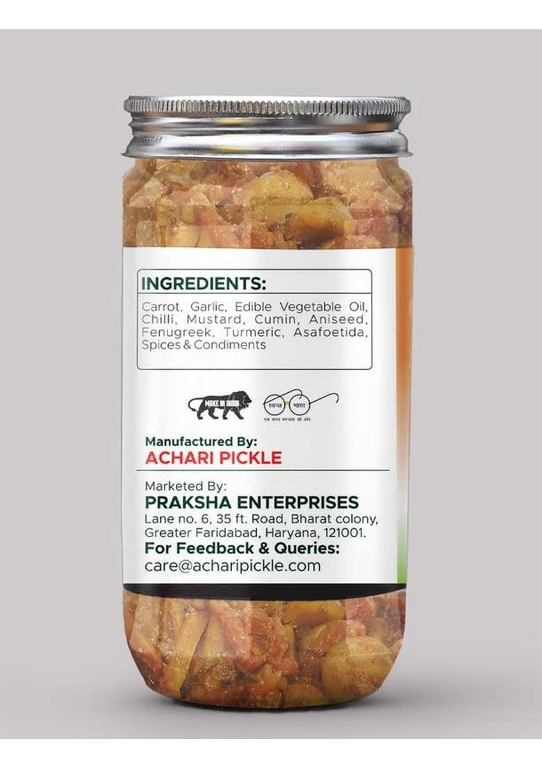 Achari Pickles Carrot With Garlic Pickle Banarasi 400 Gm Ghar Ka Achar - Indya