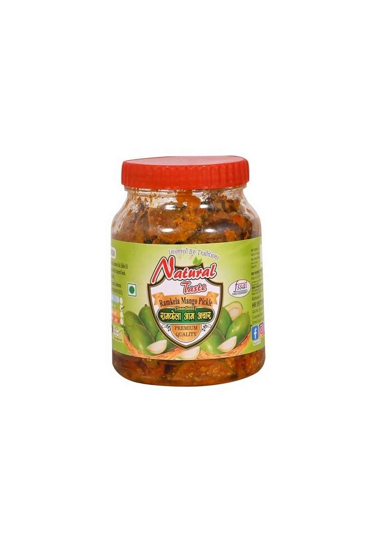 Natural Taste Ramkela Mango Pickle Seedless Aam Ka Achar In Very Less Oil 400 Gms - Indya
