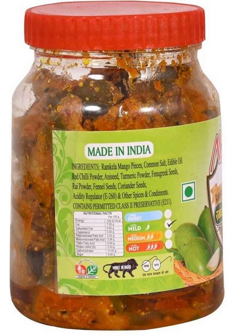 Natural Taste Ramkela Mango Pickle Seedless Aam Ka Achar In Very Less Oil 400 Gms - Indya