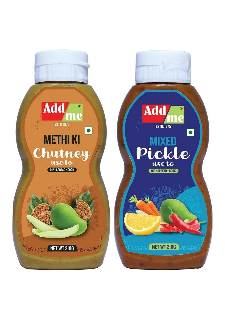 Add Me Home Made Mixed Pickle Chutney 210G Mango Methi Dana Achar Pack Of 2 Classic Indian Sauce 420Gm