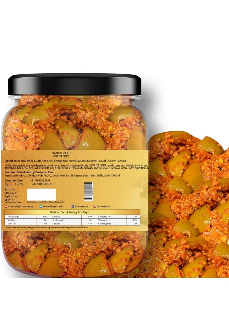 Farm Star 2 5Kg Combo Pickle Pack 5 In 1 Mango 500 Gm Sweet Lime Kathal Tenti Pounded Rajasthani Green Chilli