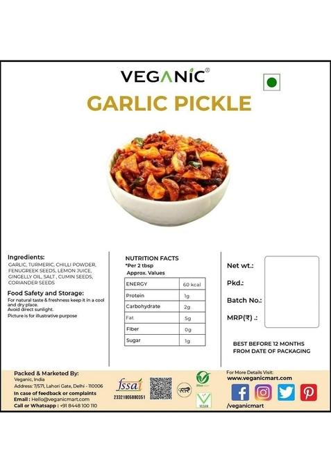 Veganic Organic Pure Desi Home Made Garlic Pickle 900G