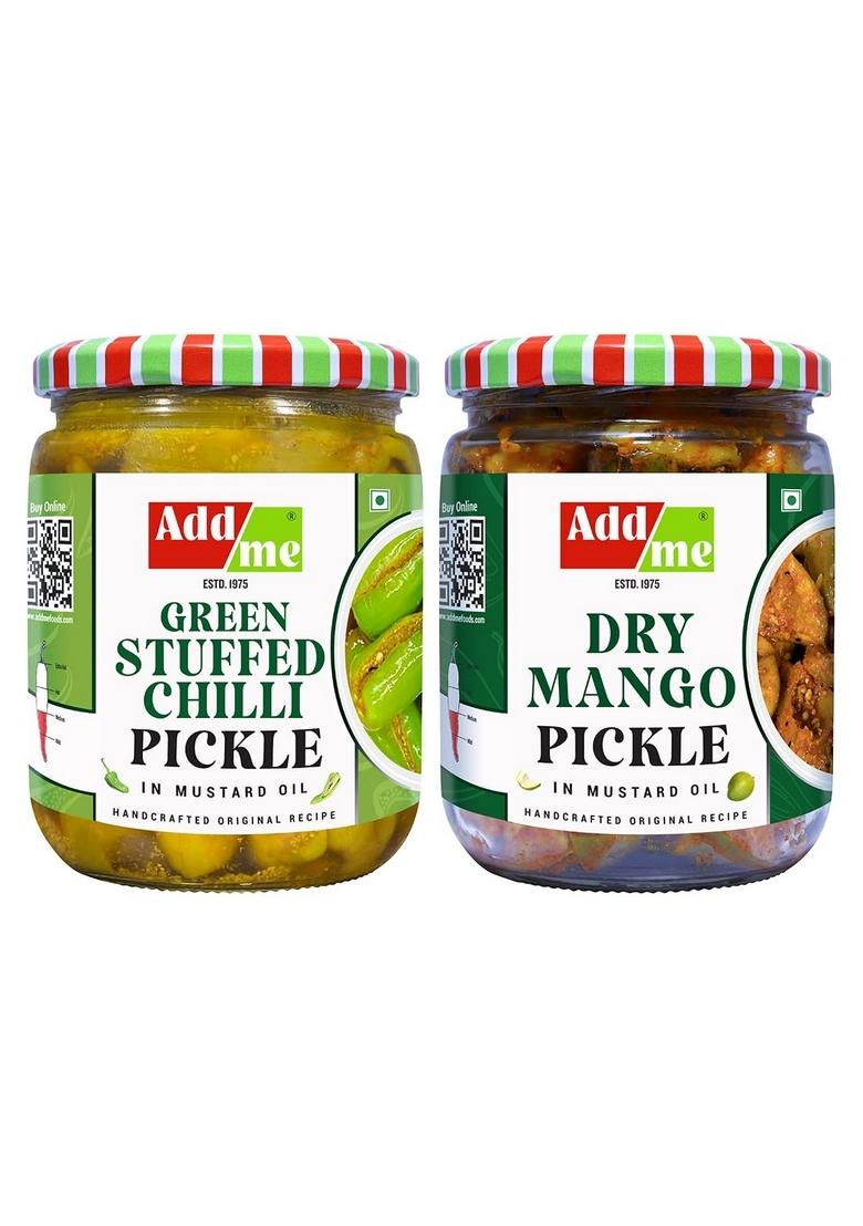 Add Me Stuffed Green Chilli Pickle Dry Mango Sukha Aam Ka Achar 500Gm Each Rajasthani Indian Pickles Achaar Glass Pack