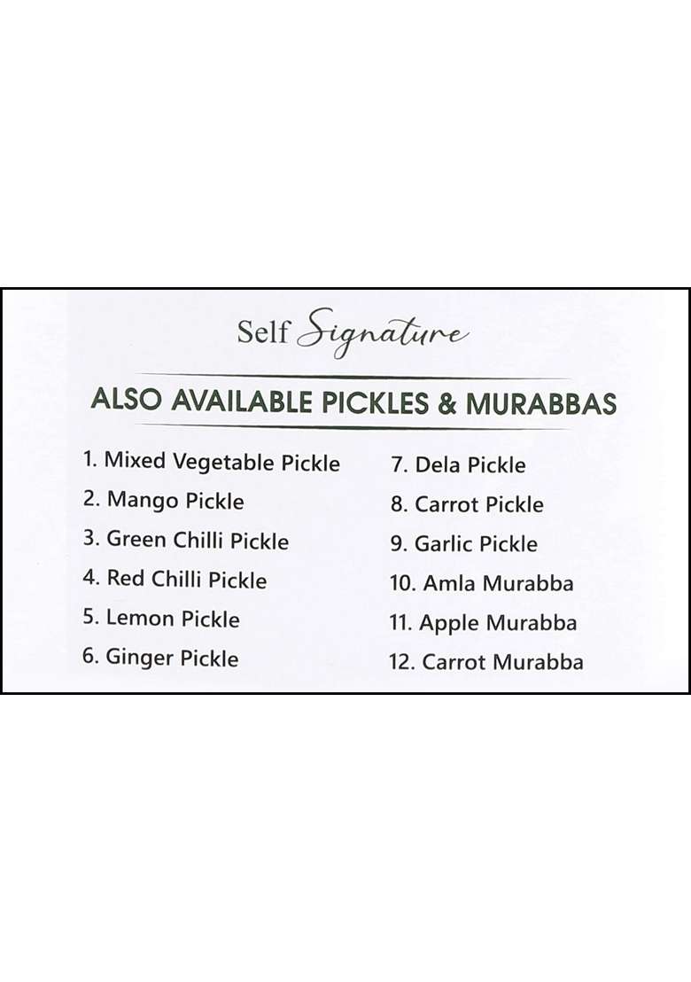 Self Signature Mother Made Mango Pickle Keri Ka Achaar 500 Gm - Indya