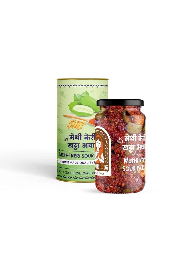 Mumlicious Home Made Quality Methi Keri Sour Pickle | 100 Natural Ingredients No Added Preservatives Goodness Of Groundnut Oil Pack 2 - Indya