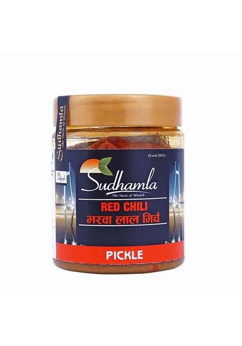 Sudhamla Red Stuffed Chilli Pickle 200 Gm | Homemade Bharwa Lal Mirch Achar In Mustard Oil Traditional Banarasi Masala Less No Added Preservatives Or Artificial Flavours