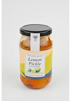 The Date House Lemon Salted Pickle | Spicy And Nimmakaya Nimbu No Artificial Preservatives Or Flavours 100 Plastic Free Packaging 350 Gm Pack Of 1