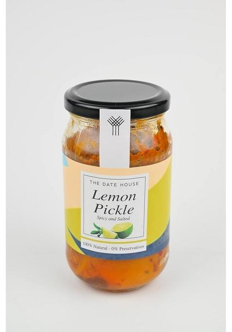 The Date House Lemon Salted Pickle | Spicy And Nimmakaya Nimbu No Artificial Preservatives Or Flavours 100 Plastic Free Packaging 350 Gm Pack Of 1