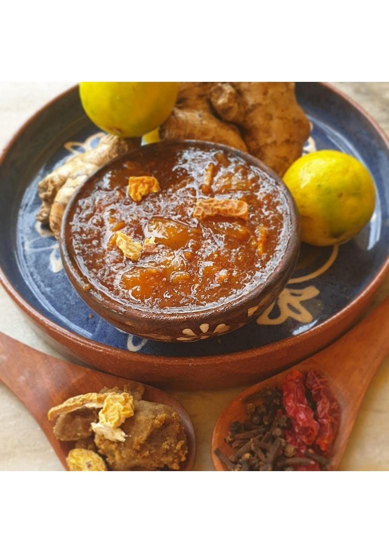 Oomah Foods Homemade Sweet Lemon Ginger Pickles And Chutney | Nimbu Adrak Ka Achar Nimboo Ki Sour Tangy Delicious No Vinegar Sun Dried Zesty Artificial Colors Preservatives 400 Gms Combo Pack